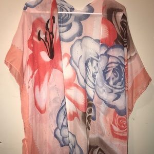 Pink Floral Sequin Detailed Shrug